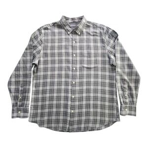 Bonobos Mens Slim Fit Grey Plaid Cotton Flannel Long Sleeve Shirt Size XL Preppy